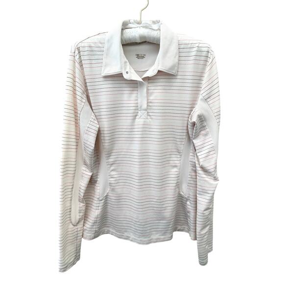 NIKE GOLF | White Striped Dri-FIT Long Sleeve Pullover | Size Medium - Picture 1 of 7